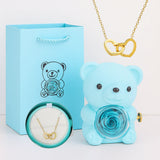 Collier gravé Ours en peluche - Rose éternelle