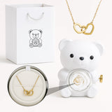 Collier gravé Ours en peluche - Rose éternelle