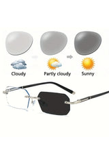 Photochromic Reading Glasses +1.0‑+4.0 Magnification for Men Women